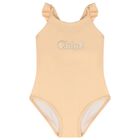 Younger Girls Pink Logo Swimsuit, 1, hi-res
