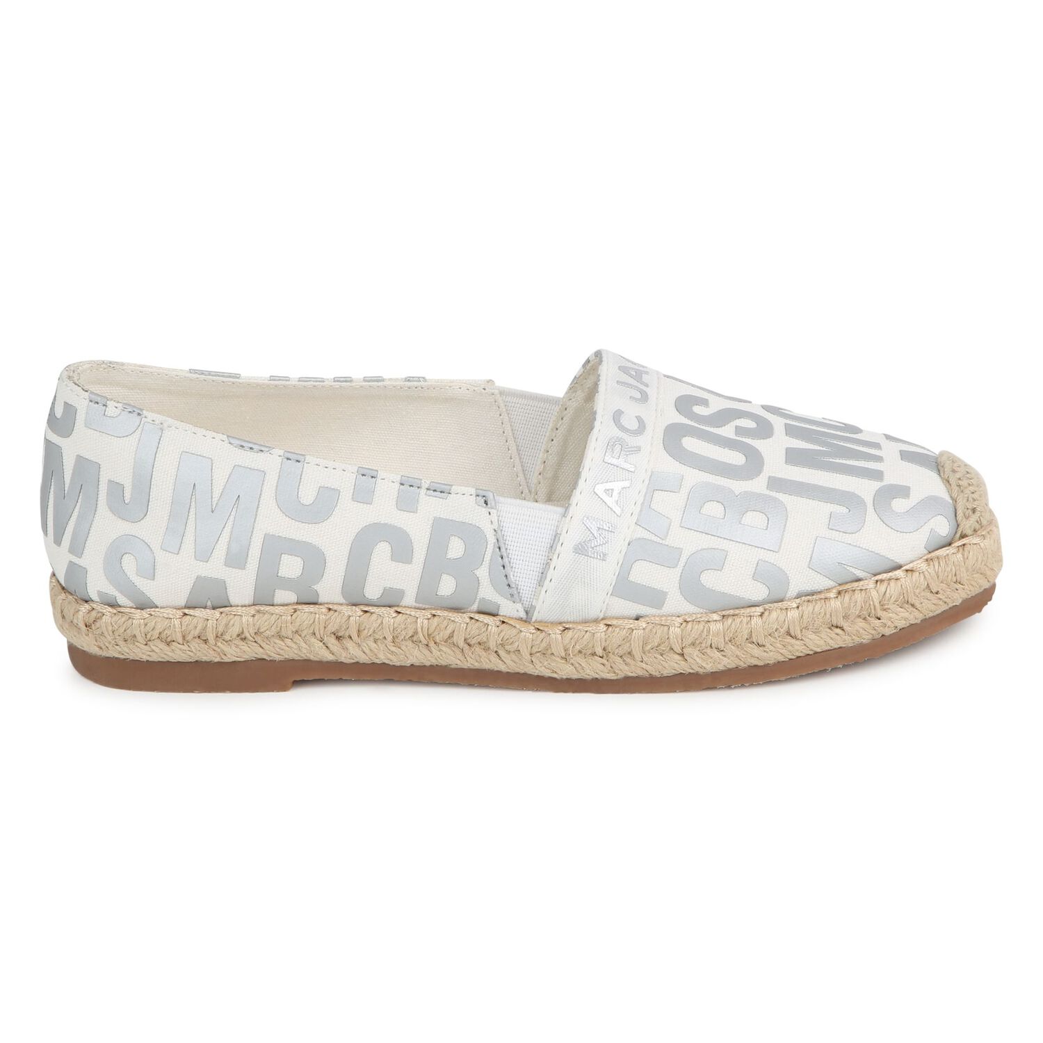 Girls Ivory & Silver Logo Espadrilles, 1, hi-res