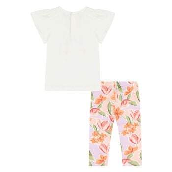 Younger Ivory & Pink Floral Leggings Set