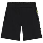 Boys Black Logo Shorts, 1, hi-res