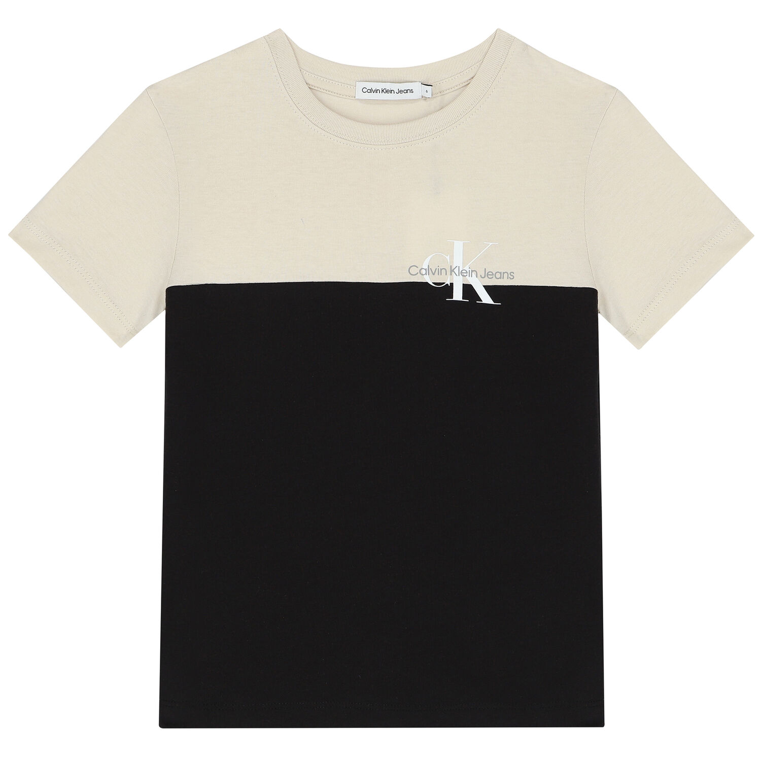 Boys Beige & Black Logo T-Shirt, 1, hi-res