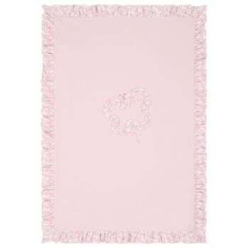 Baby Girls Pink Butterfly Ruffled Blanket
