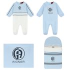 Baby Boys Blue & White Logo Baby Set, 1, hi-res