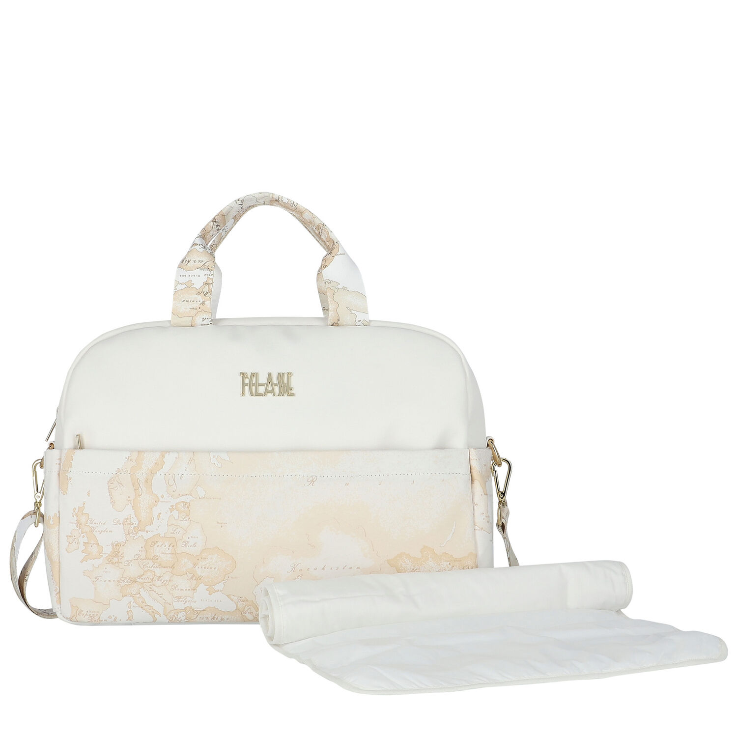 Ivory & Beige Geo Map Baby Changing Bag, 2, hi-res