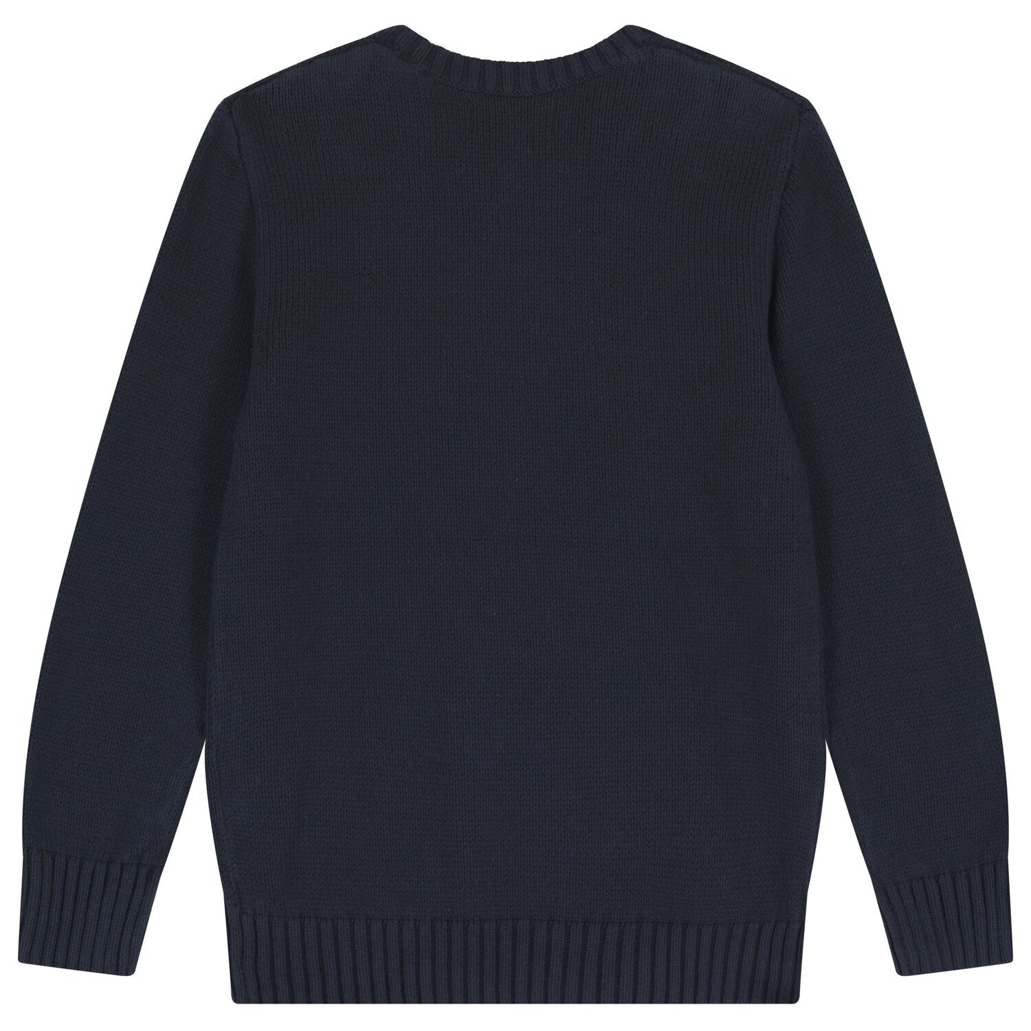 Boys Navy Blue Polo Bear Logo Knitted Sweatshirt, 1, hi-res