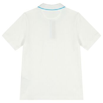 Boys White Logo Polo Shirt
