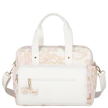 Baby Girls White & Pink Geo Map Changing Bag