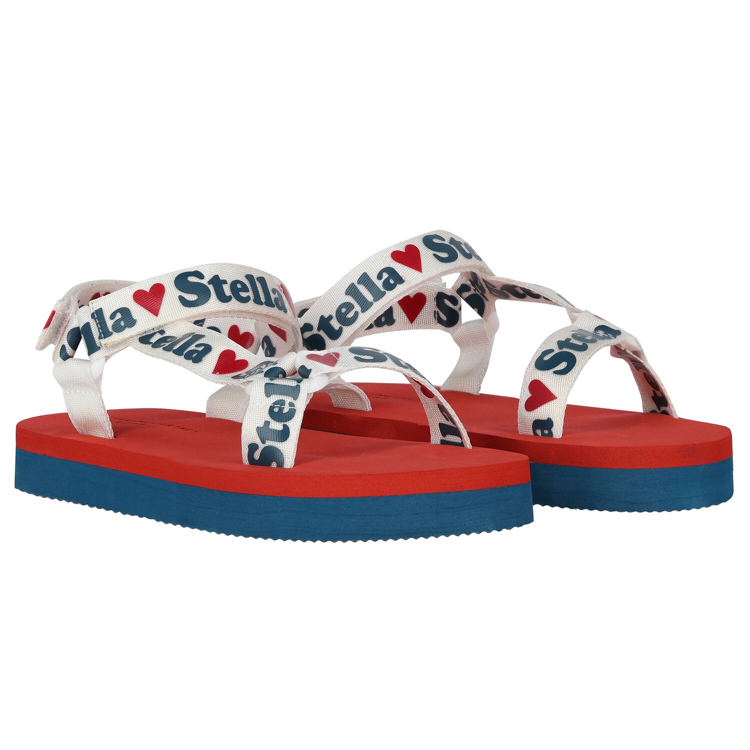 Girls Red & Blue Logo Sandals, 1, hi-res image number null