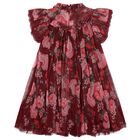 Girls Red Floral Ruffled Tulle Hettie Dress, 1, hi-res