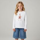 Girls White Long Sleeve Top, 2, hi-res