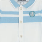 Baby Boys White & Blue Polo Romper, 1, hi-res