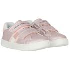 Girls Pink Glitter Leather Trainers, 1, hi-res