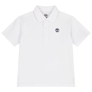 Boys White Logo Polo Shirt