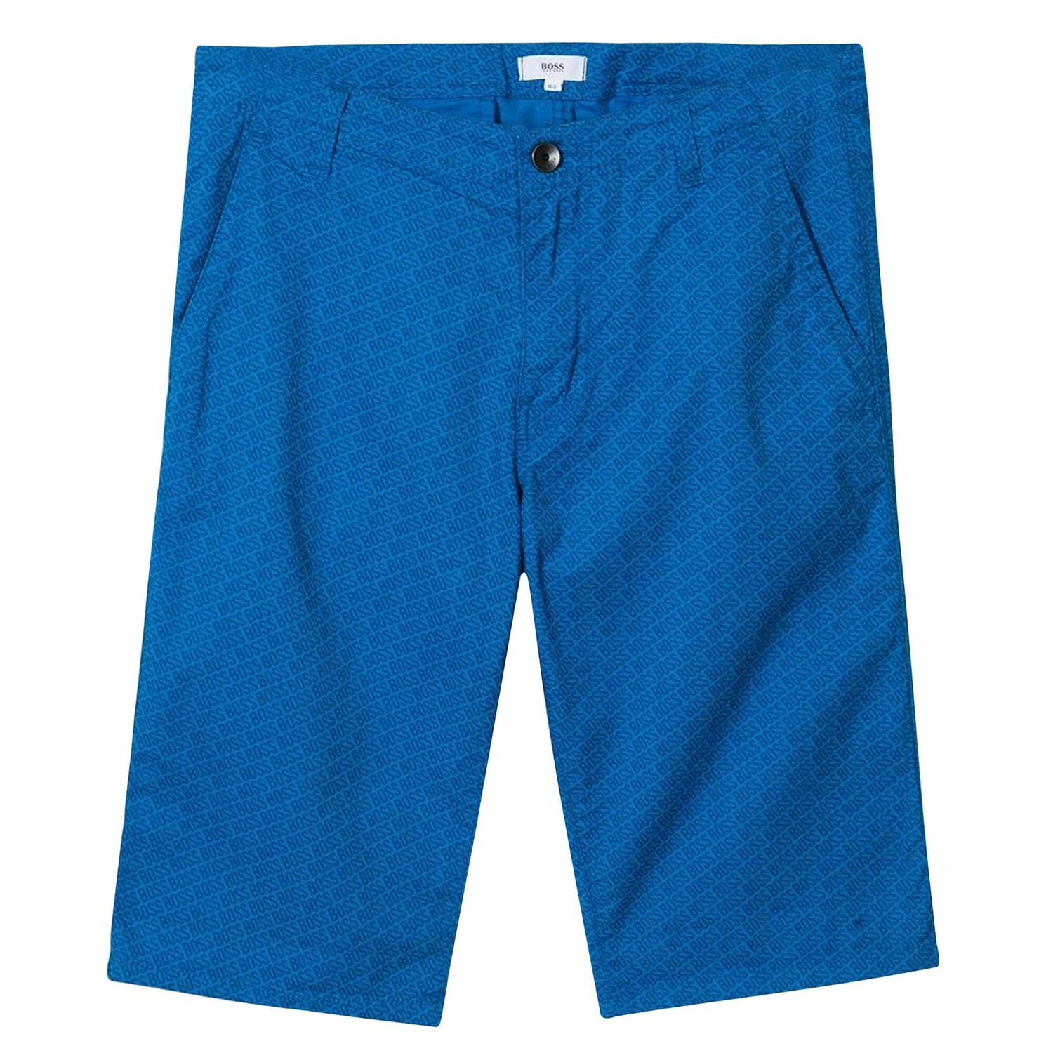 Boys Blue Cotton Logo Shorts, 1, hi-res
