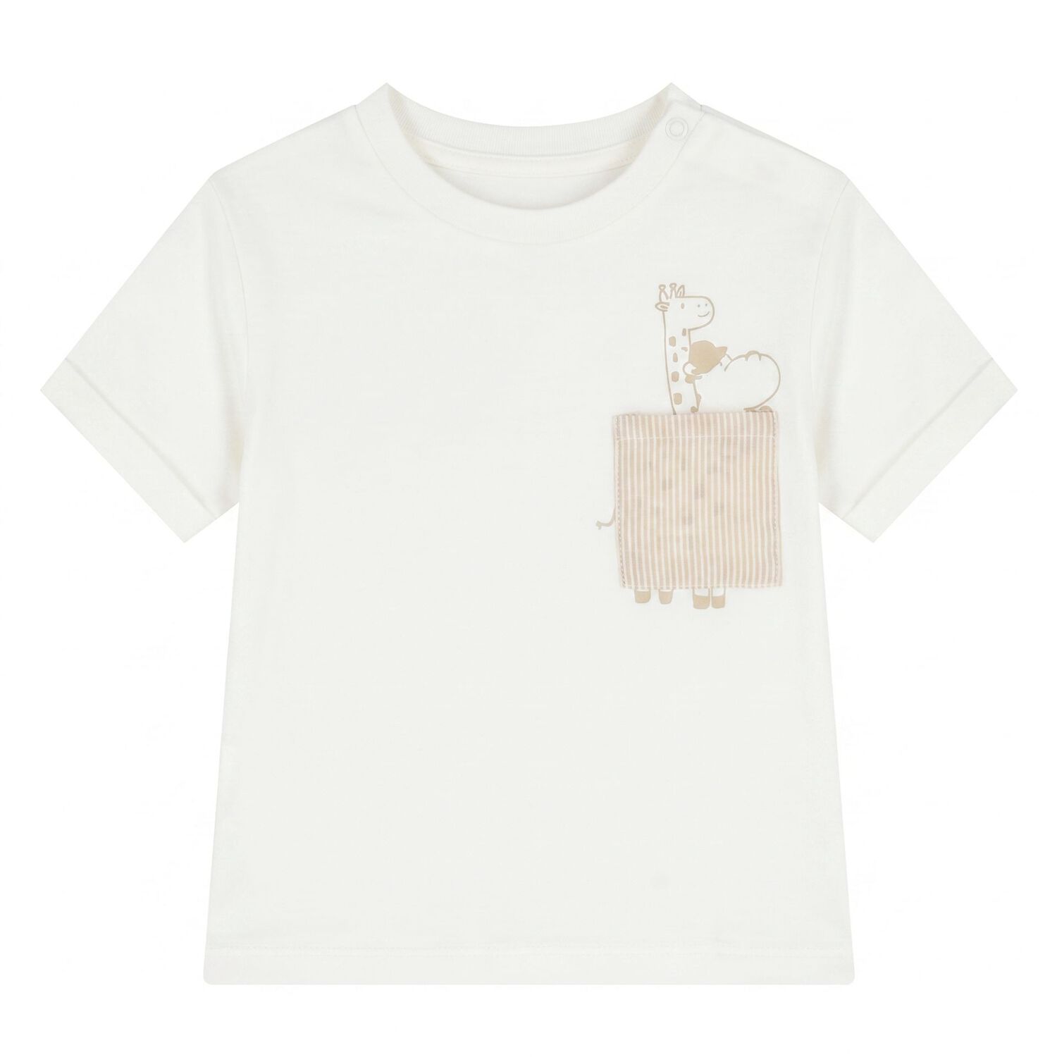 Younger Boys Beige & White Striped Shorts Set, 2, hi-res