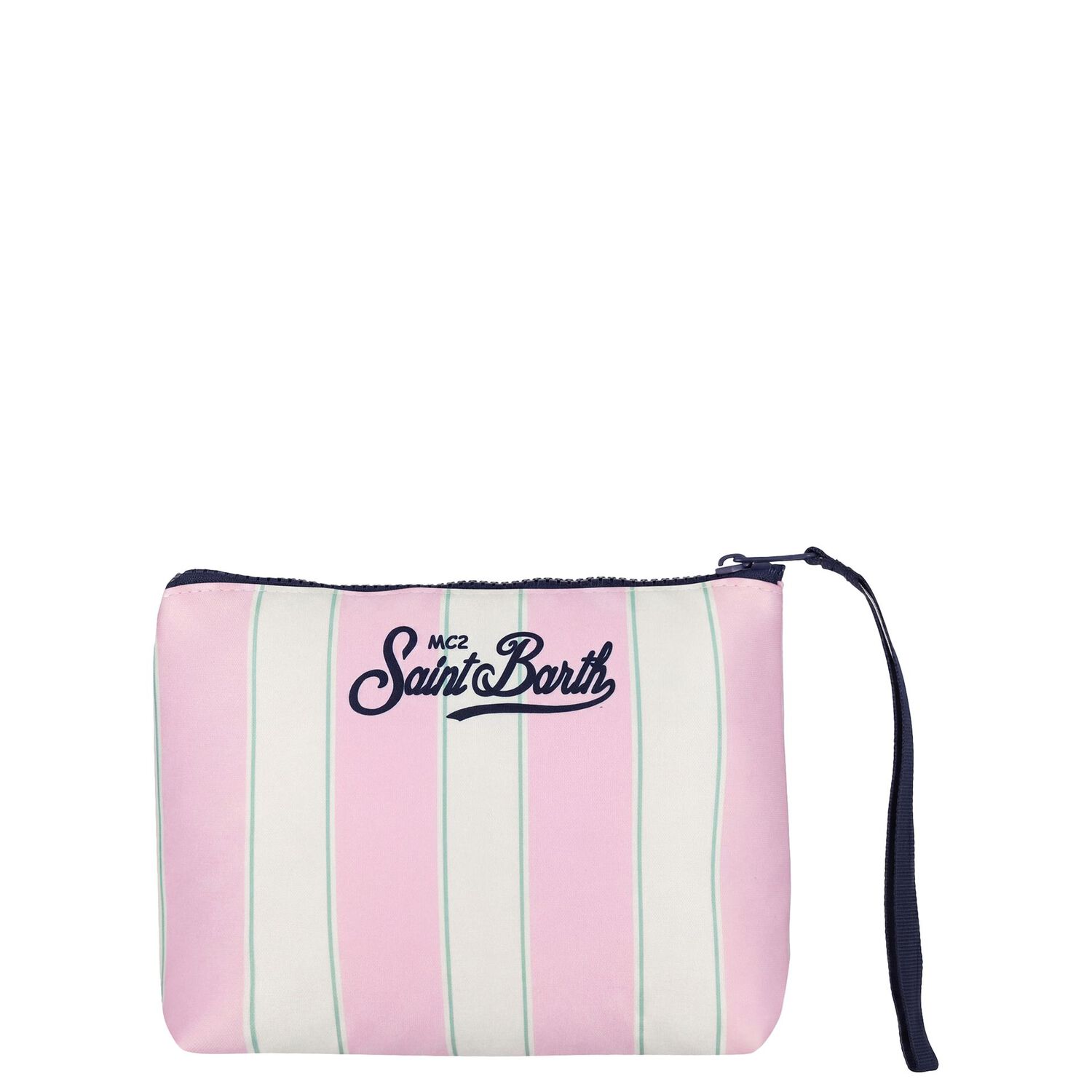 Girls Ivory & Pink Striped Aline Logo Pouch ( 15cm ), 1, hi-res