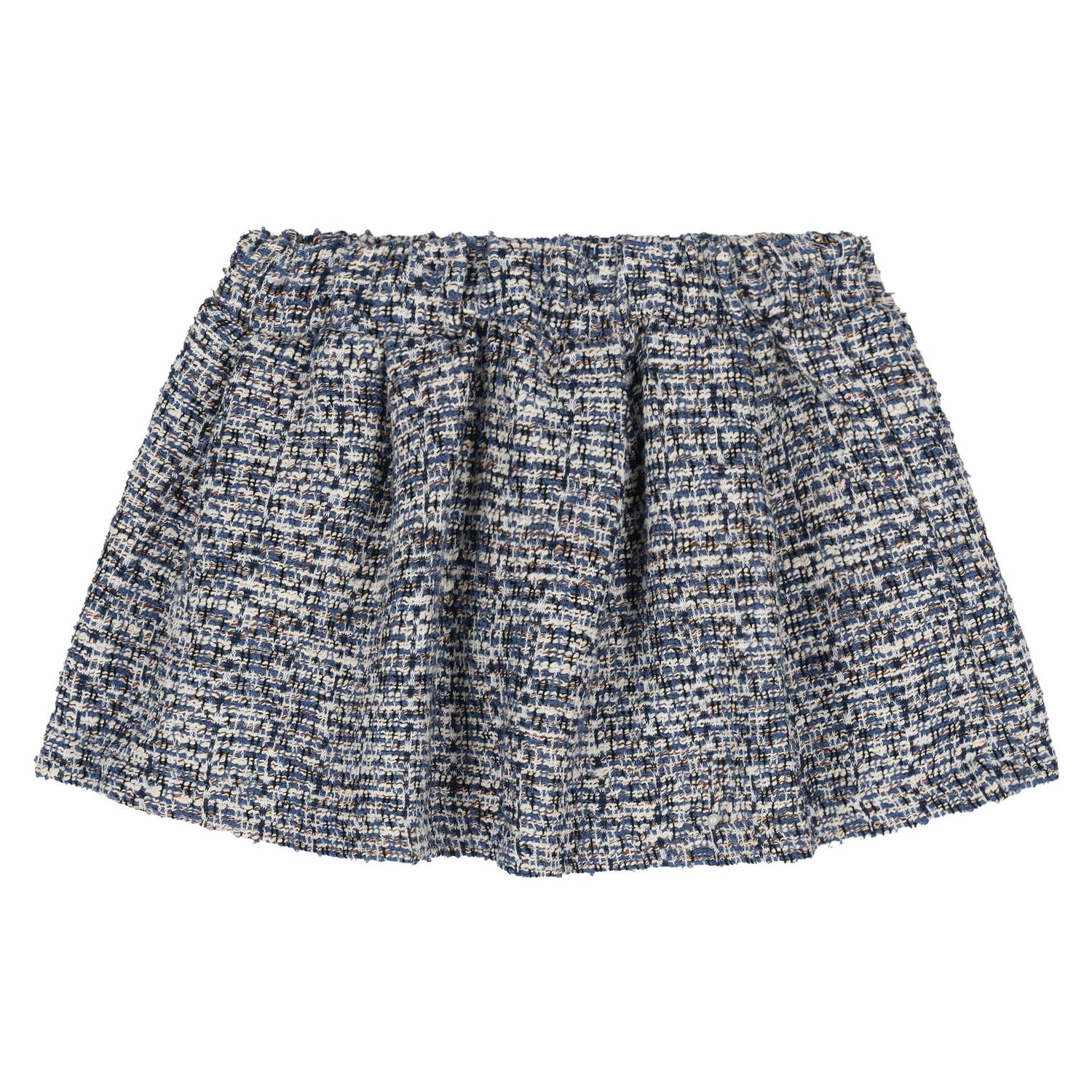 Younger Girls Navy Blue Tweed Knit Skirt Set, 2, hi-res