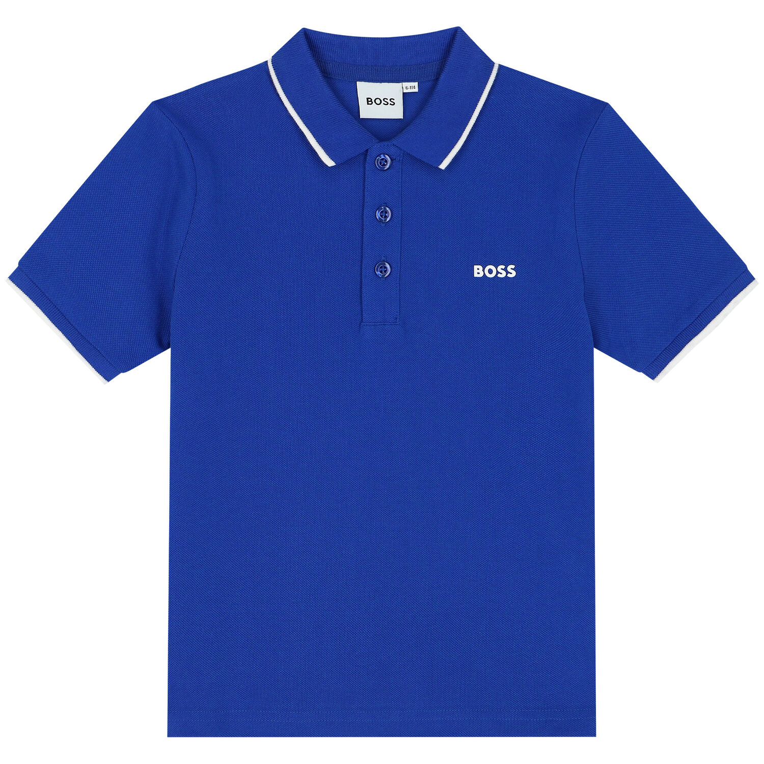 Boys Blue Logo Polo Shirt, 2, hi-res