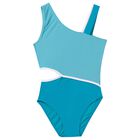 Girls Blue Cut Out Swimsuit, 1, hi-res