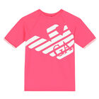 Girls Pink & White Logo Rash Vest, 1, hi-res