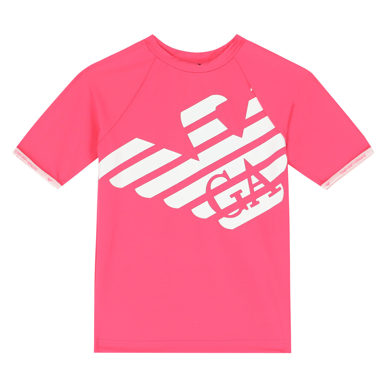 Girls Pink & White Logo Rash Vest, 1, hi-res