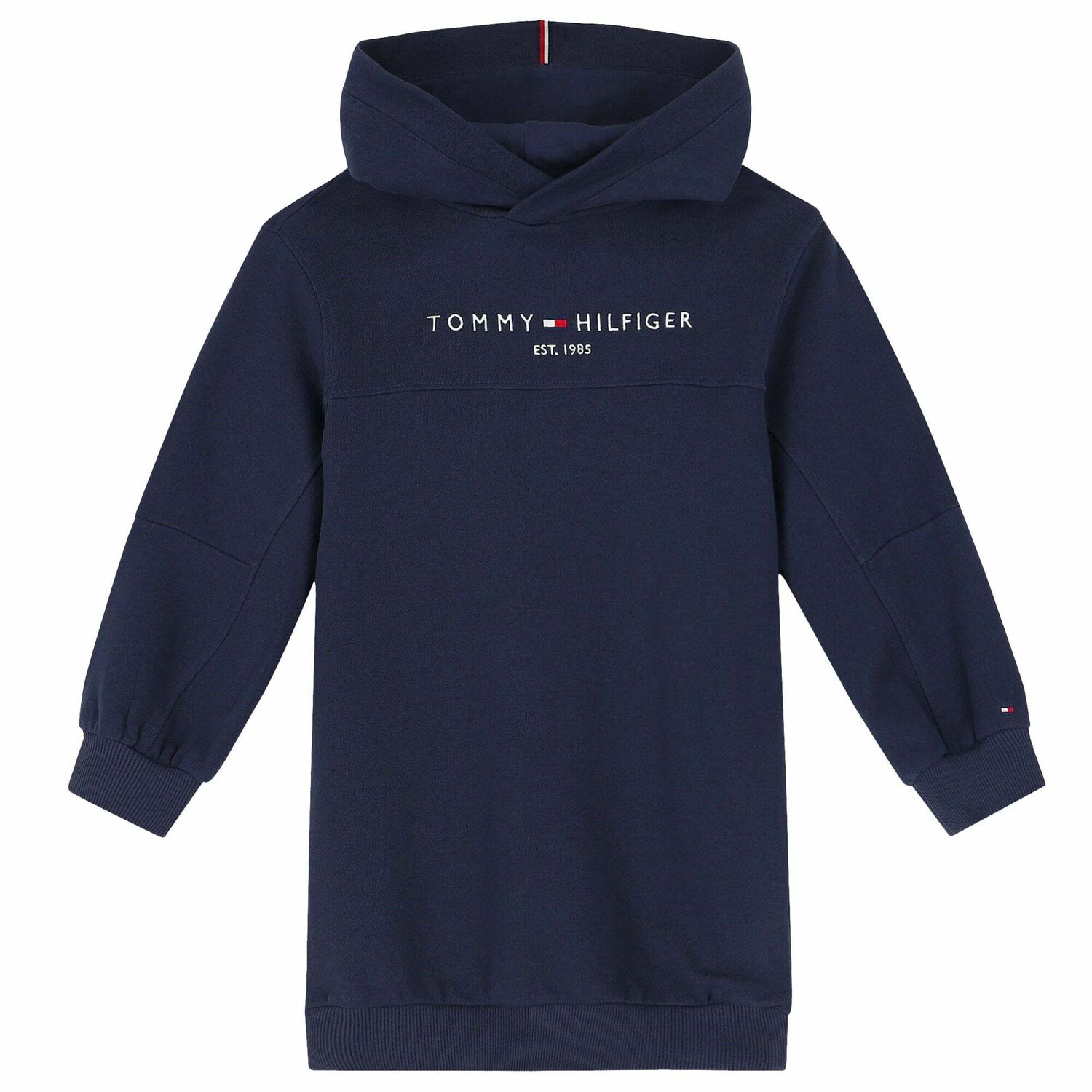 Girls Navy Logo Hooded Dress, 1, hi-res