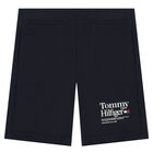 Boys Navy Blue Logo Shorts, 2, hi-res