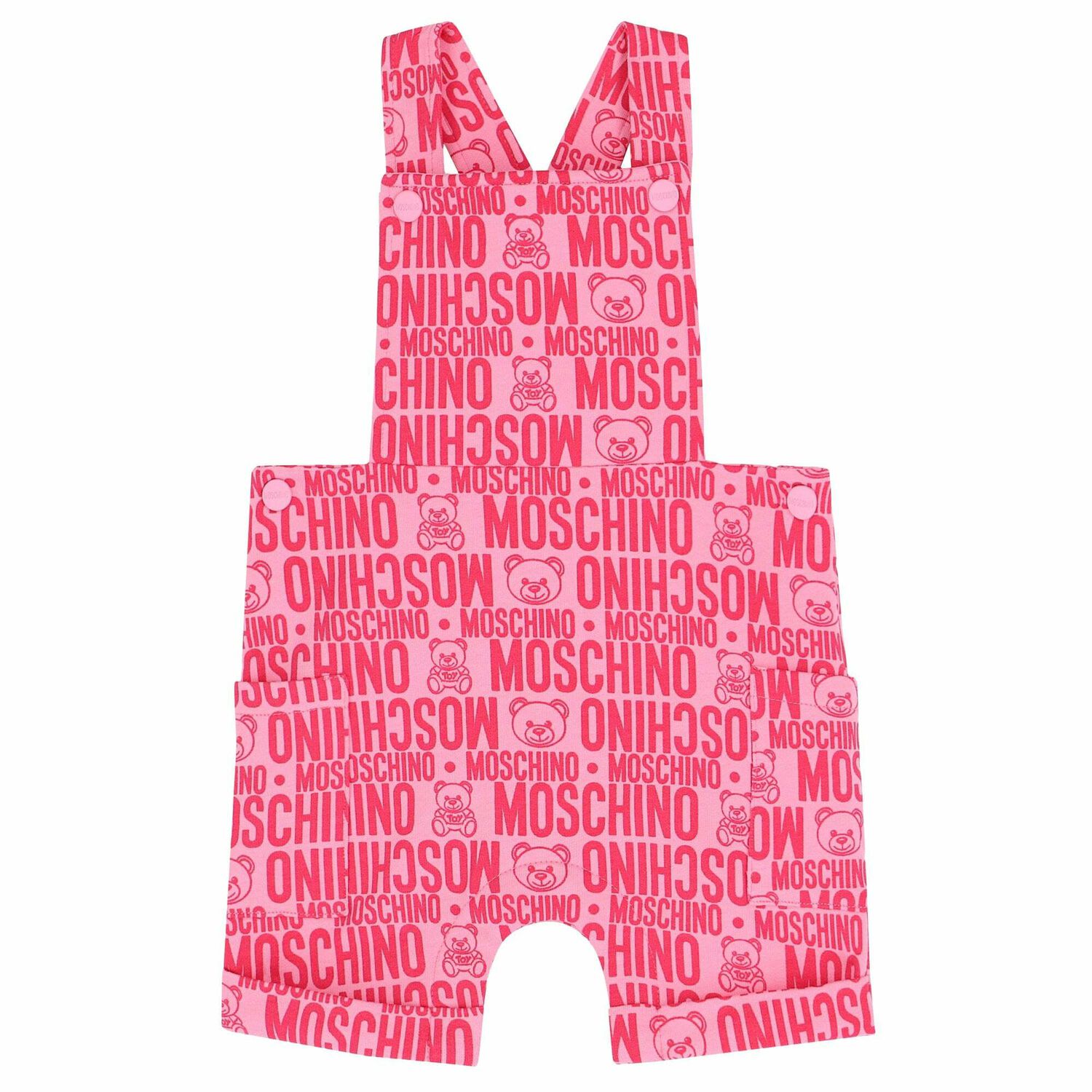 White & Pink Top & Dungaree Set, 3, hi-res