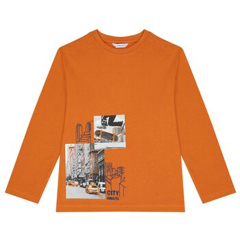 Mayoral Boys Orange Long Sleeve Top, 1 Boys Orange Long Sleeve Top