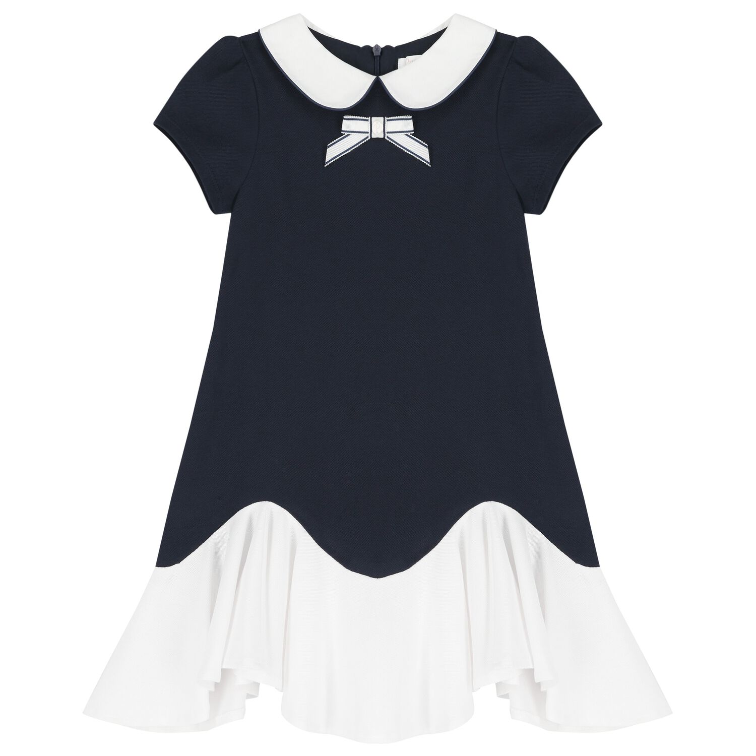 Girls Navy Blue & White Dress, 1, hi-res