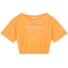 Girls Orange Logo Top, 1, hi-res