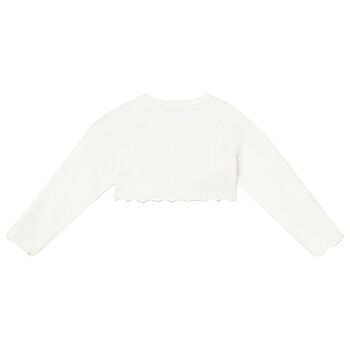 Younger Girls Ivory Knitted Cardigan