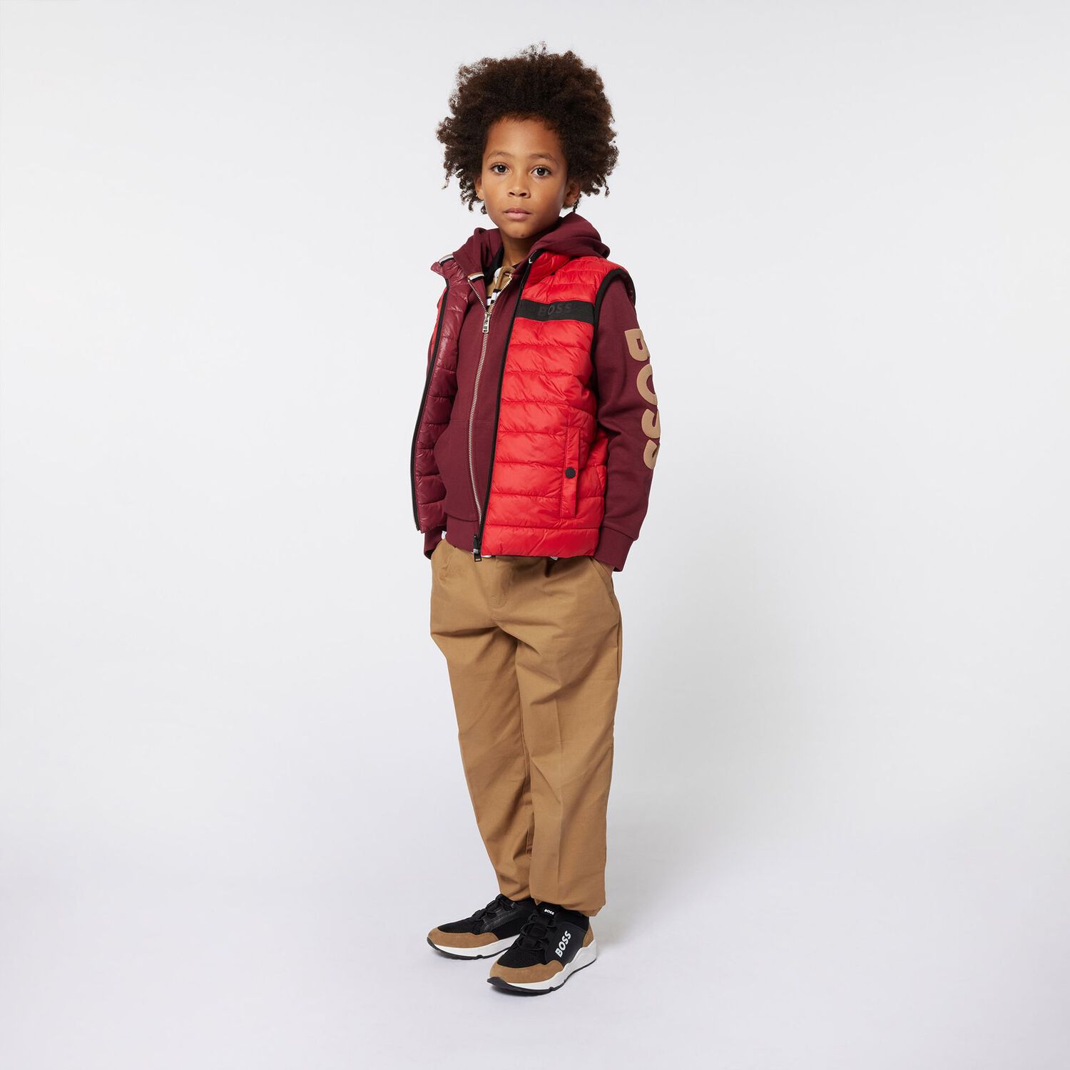Boys Red Logo Hooded Top, 3, hi-res image number null