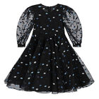 Girls Black & Blue Dot Organza Dress, 1, hi-res