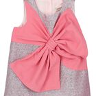 Girls Pink Glitter Bow Dress, 1, hi-res