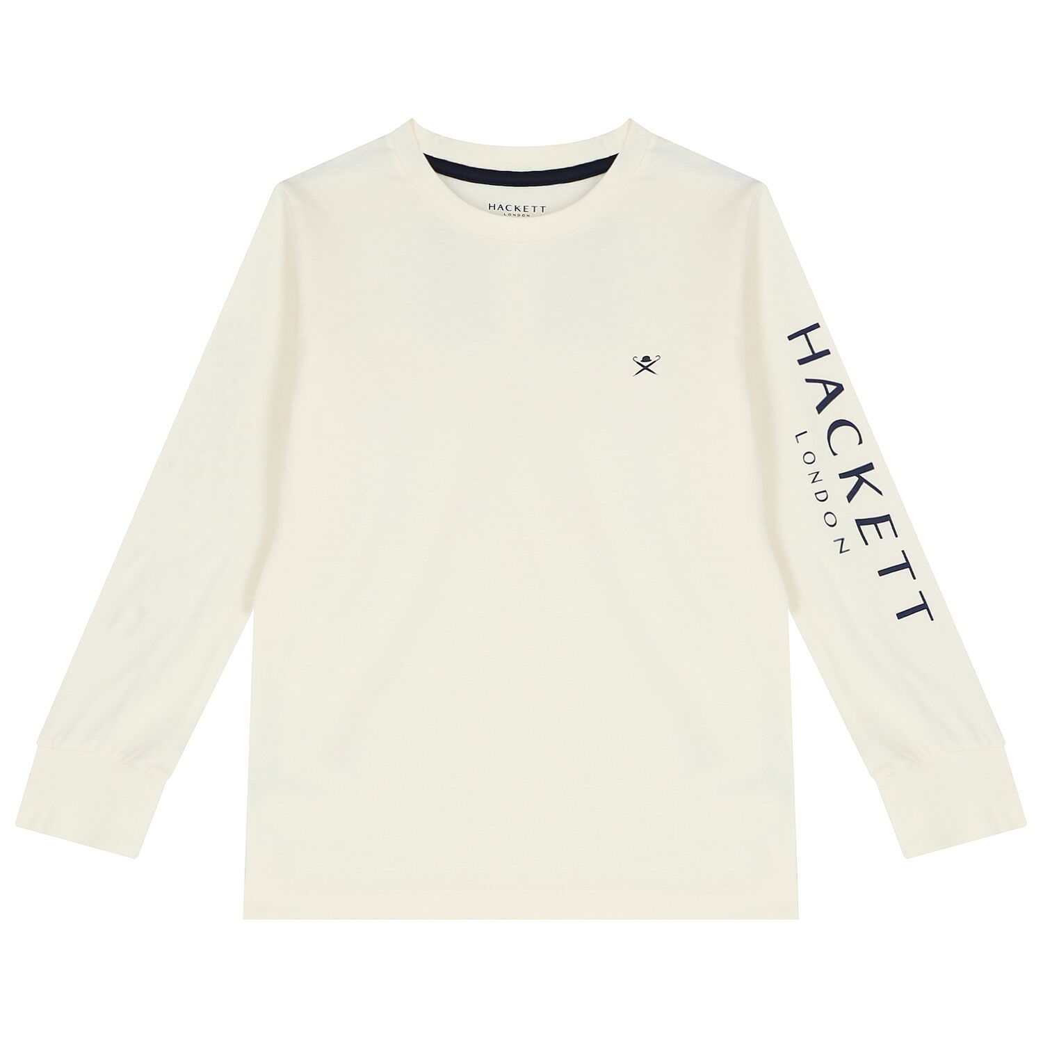 Boys White Logo Long Sleeve Top, 2, hi-res