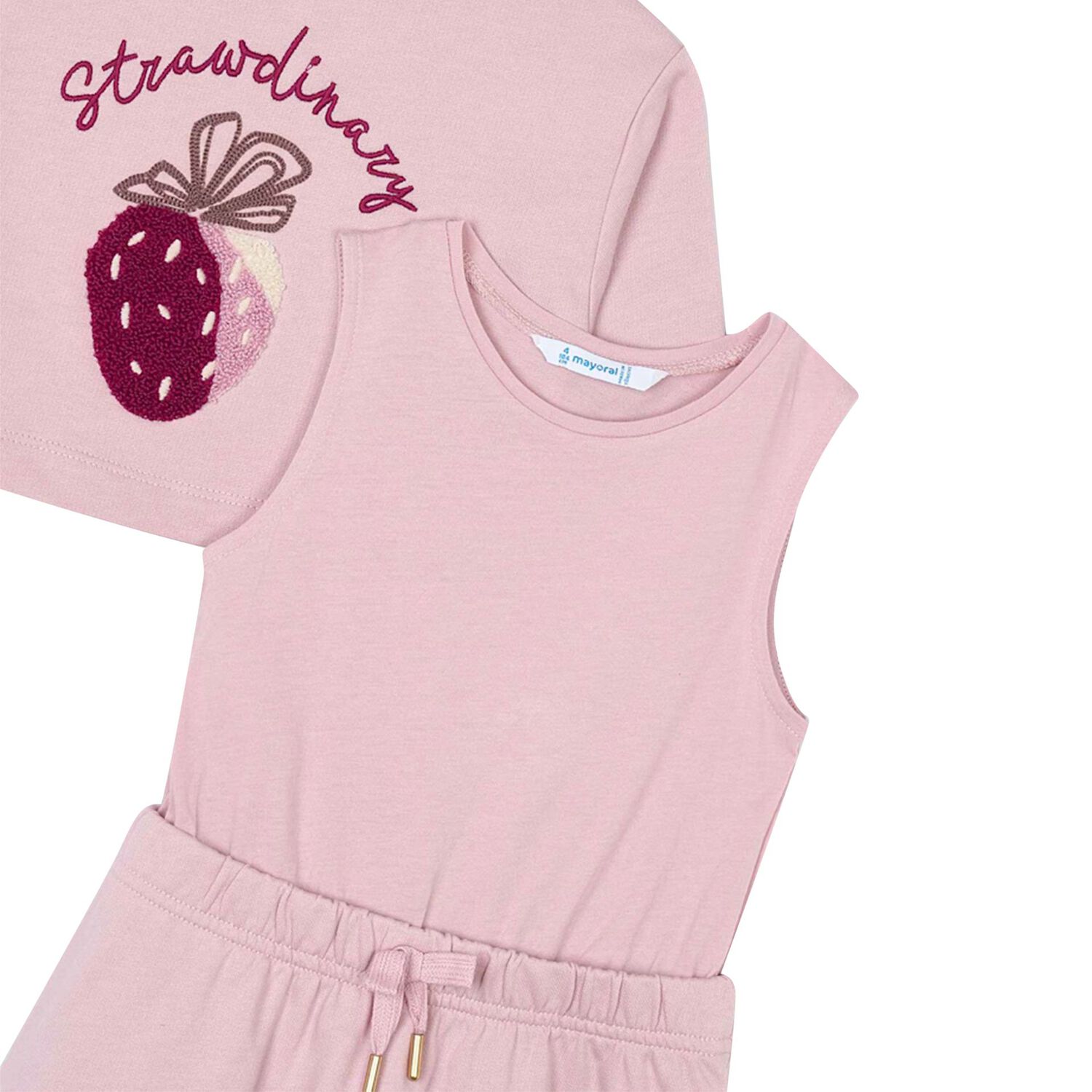 Girls Pink Strawberry Dress Set, 1, hi-res