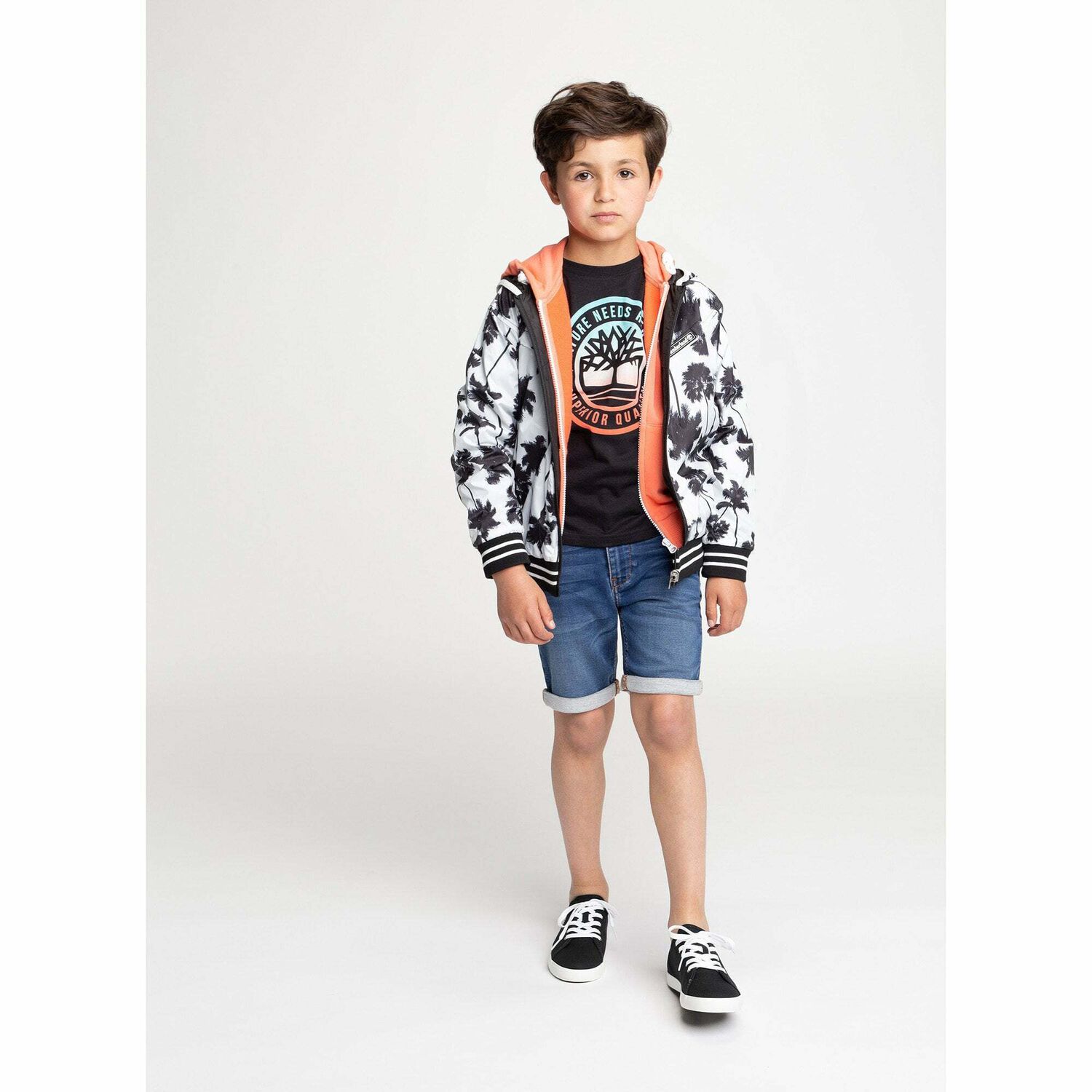 Boys Black & White Reversible Windbreaker Jacket, 1, hi-res