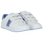 Girls White & Blue Logo Trainers, 1, hi-res