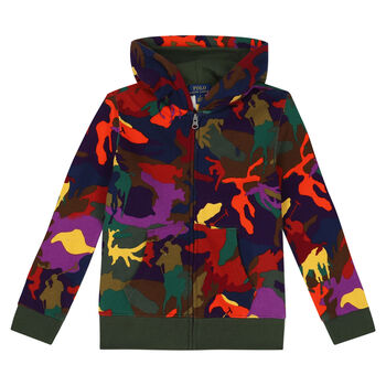 Ralph Lauren Boys Multi-Colored Camouflaged Logo Zip Up Top, 1 Boys Multi-Colored Camouflaged Logo Zip Up Top