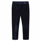 Girls Navy Velvet Leggings, 1, hi-res