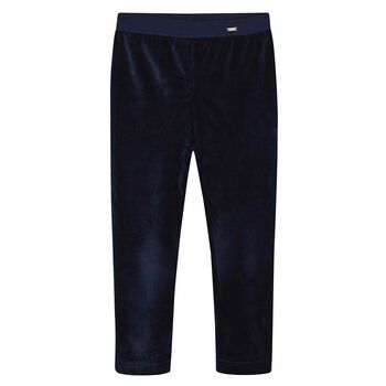 Girls Navy Velvet Leggings