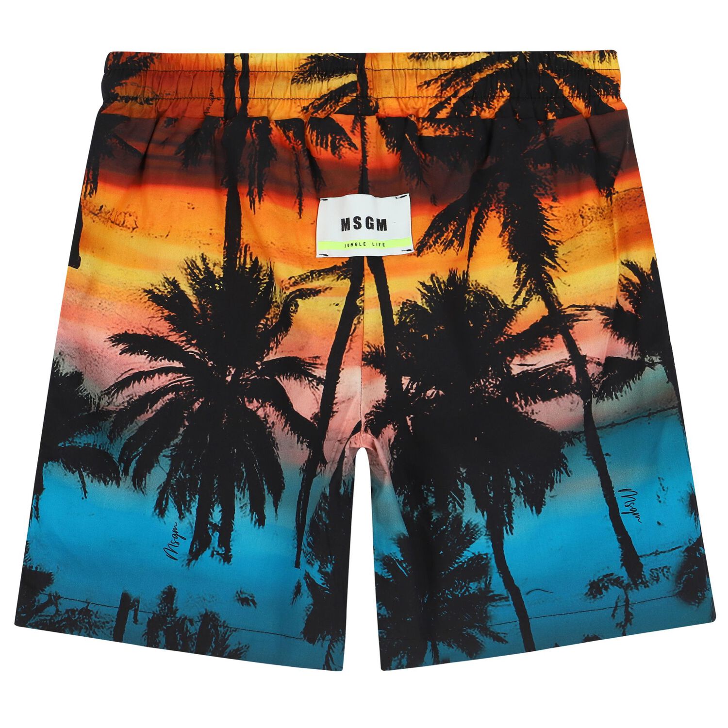 Boys Orange & Blue Palm Tree Shorts, 1, hi-res