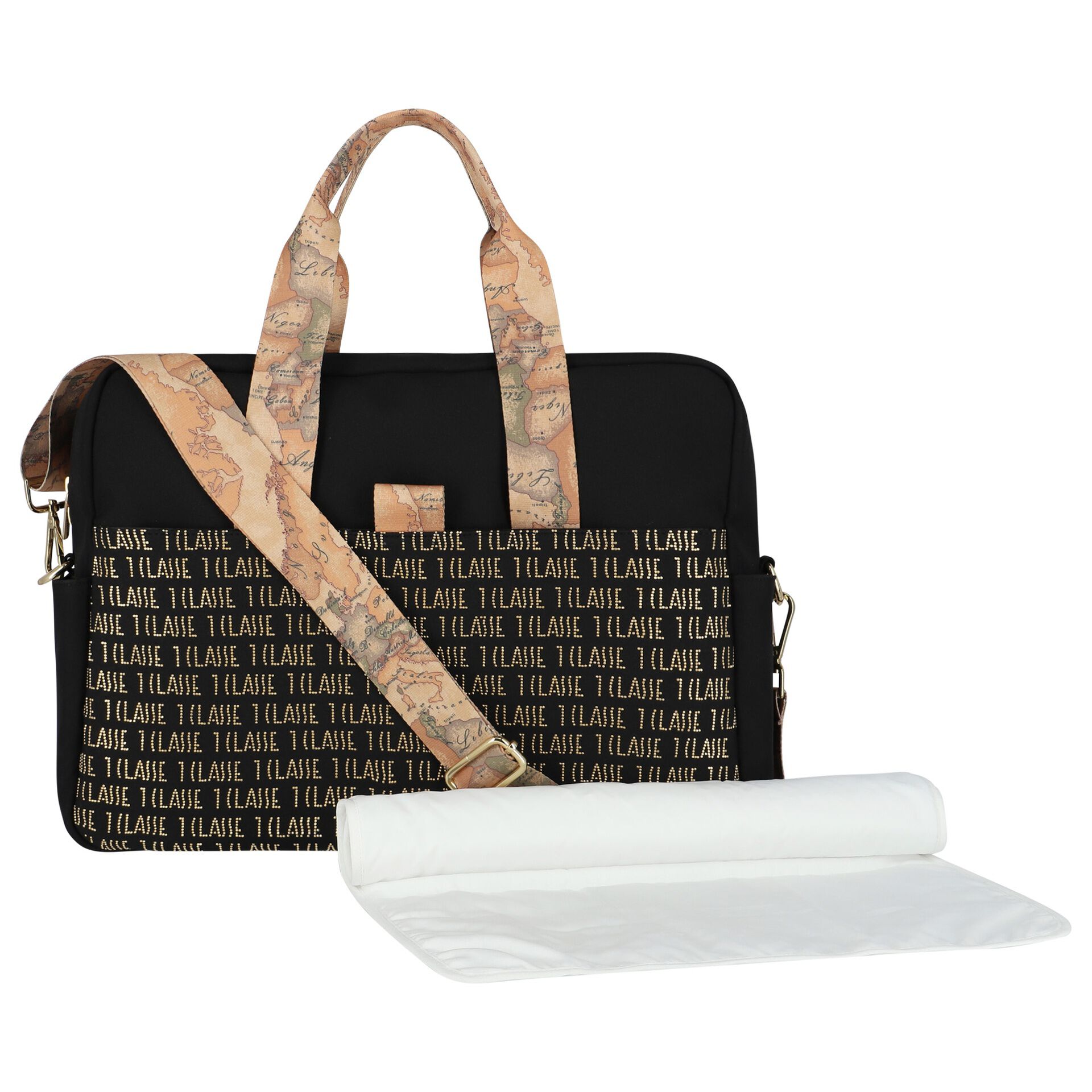 Alviero Martini Black Gold Logo Baby Changing Bag Junior Couture UK