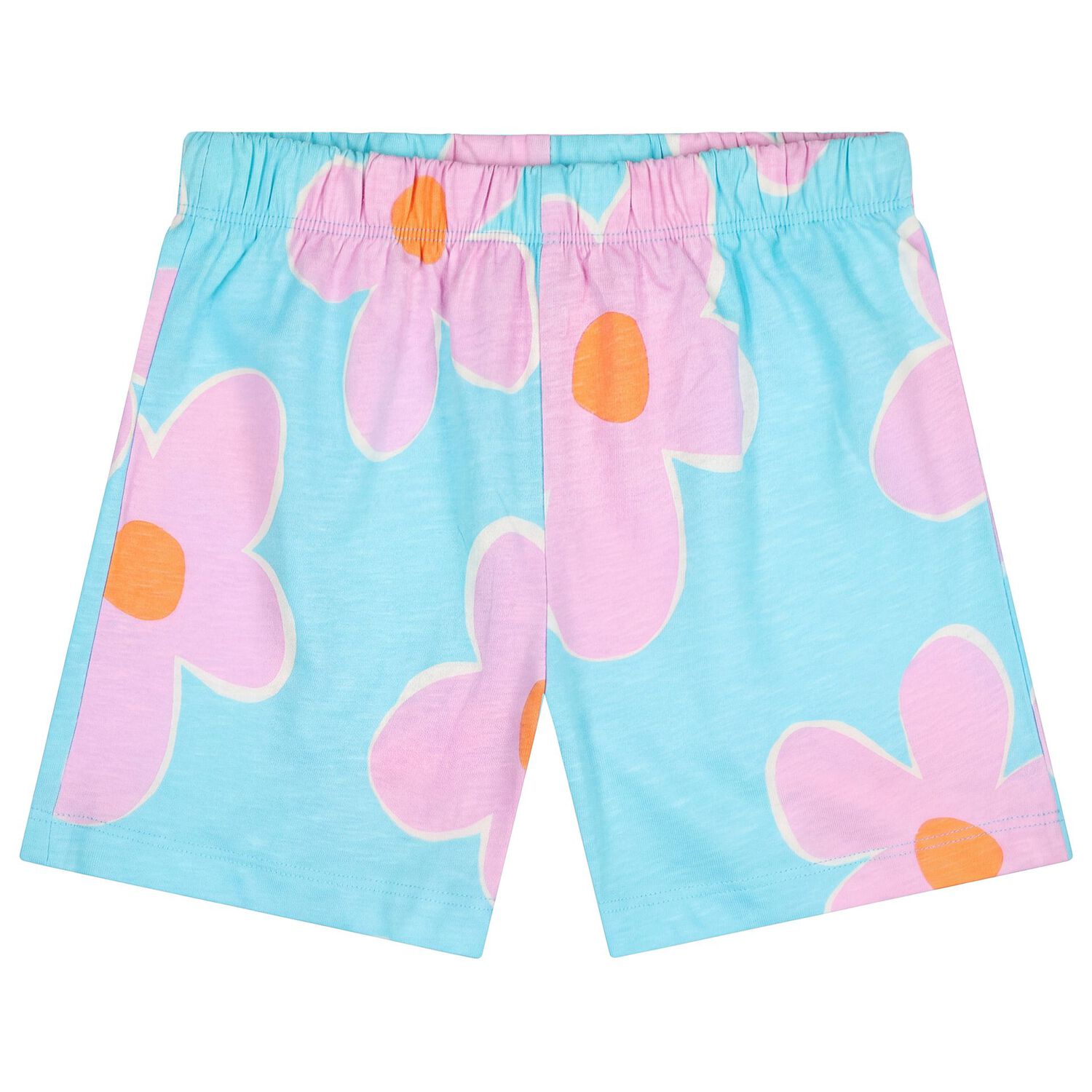 Girls White & Aqua Floral Shorts Set, 2, hi-res