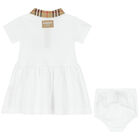Baby Girls White & Checked Dress Set, 1, hi-res