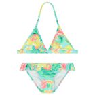 Girls Aqua & Green Floral Bikini, 1, hi-res