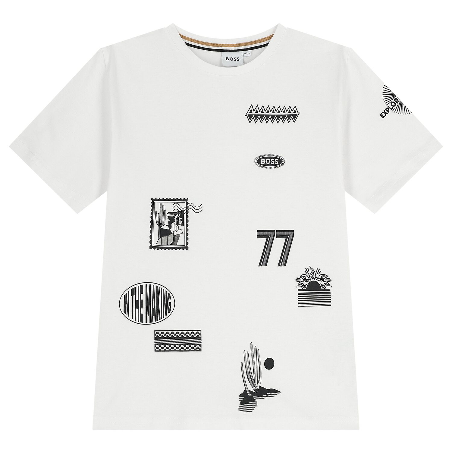 Boys White Logo T-Shirt, 1, hi-res