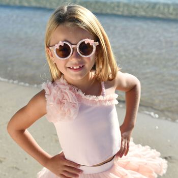 Girls Pink Ruffle Tulle Top