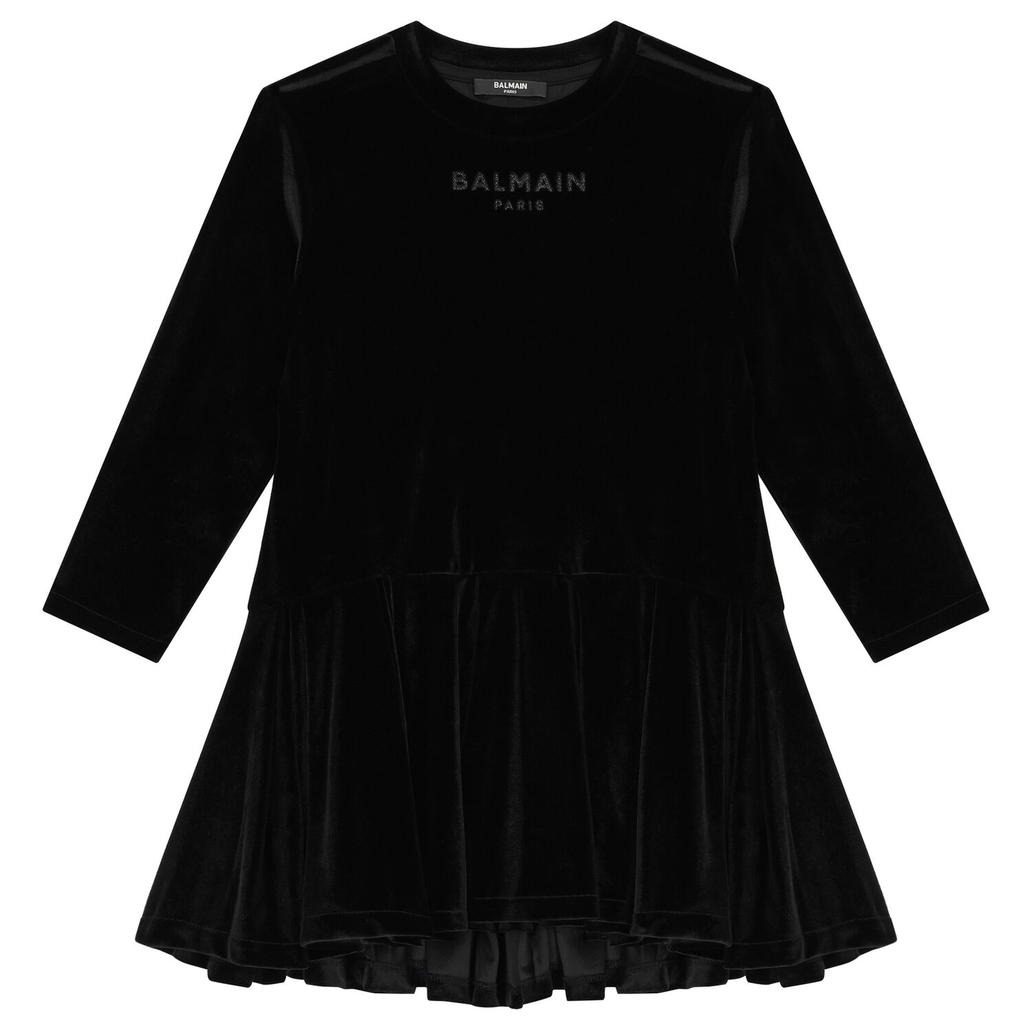 Girls Black Logo Dress, 2, hi-res